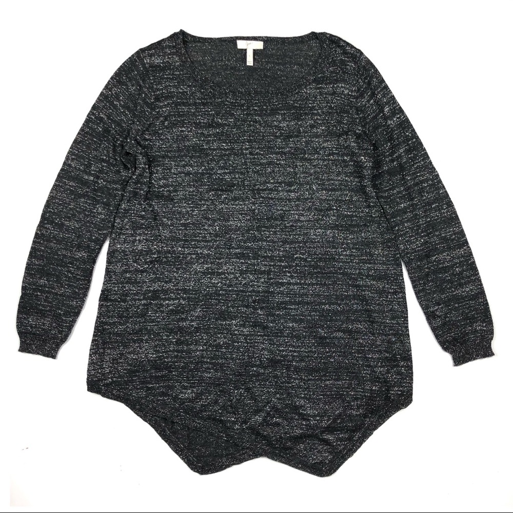 Joie Size Small Gray Metallic Silver Sweater with Asymmetrical Hem